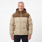 Cord Puffer Jacket för herr i khaki, man framifrån mot vit bakgrund