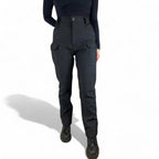 Svarta Utility Fleece Pants med fleecefoder, flera cargofickor och vindtätt stretchtyg