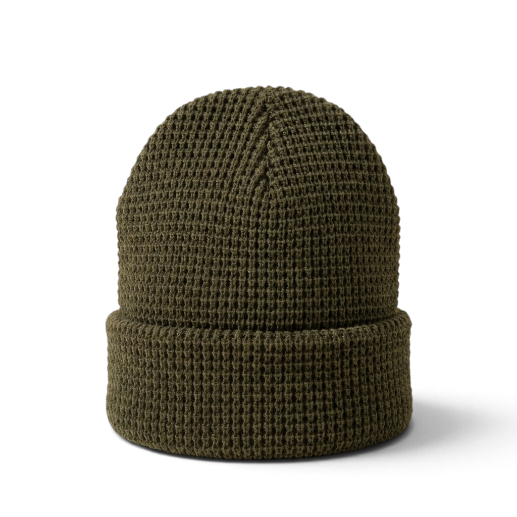 Classic Waffle Beanie in olive