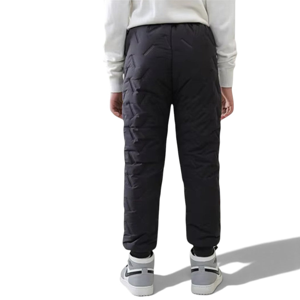Svarta Kids' Fleece Pants bakifrån, quiltade vinterbyxor med fleecefoder
