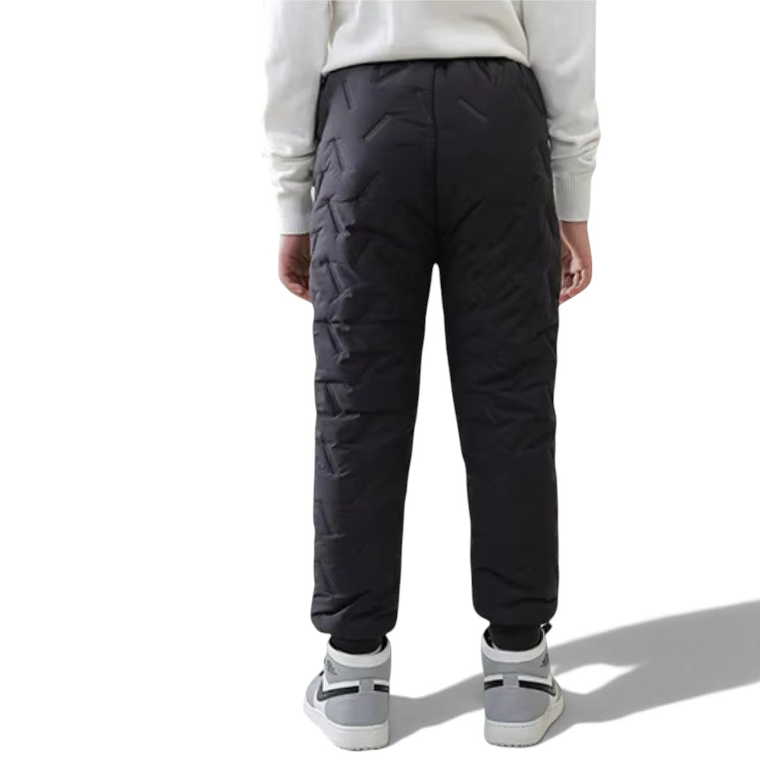 Svarta Kids' Fleece Pants bakifrån, quiltade vinterbyxor med fleecefoder