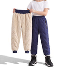 Navy blue Kids' Fleece Pants, quilted fleece-lined winter pants with water-repellent finish