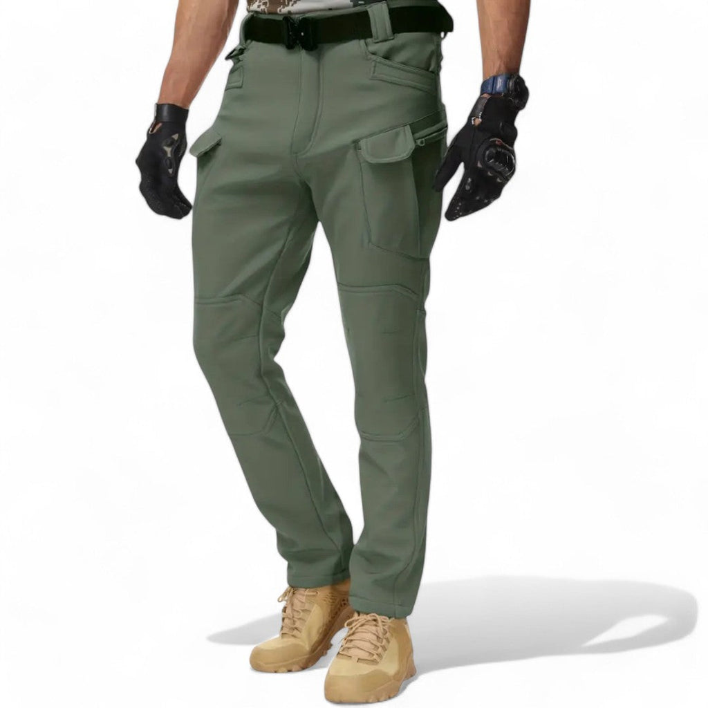 Olivgröna Utility Fleece Pants med fleecefoder, flera cargofickor och stretchtyg