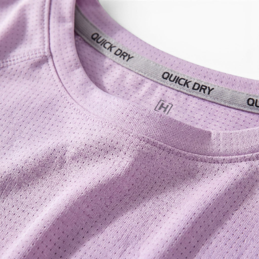 Jasnofioletowy QuickDry Stretch T-shirt z oddychającej siateczki z okrągłym dekoltem