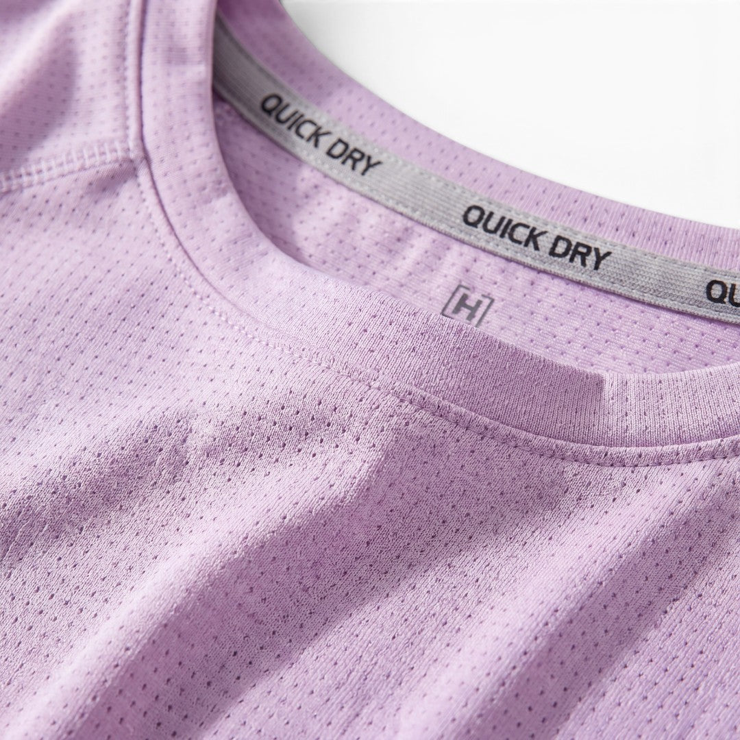 Jasnofioletowy QuickDry Stretch T-shirt z oddychającej siateczki z okrągłym dekoltem