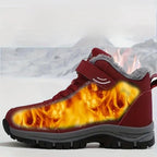 Warm Comfort Shoe vermelho resistente à água com forro macio, fecho de velcro e sola antiderrapante
