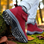 Warm Comfort Shoes vermelhos com sola de TPR aderente para terreno com neve