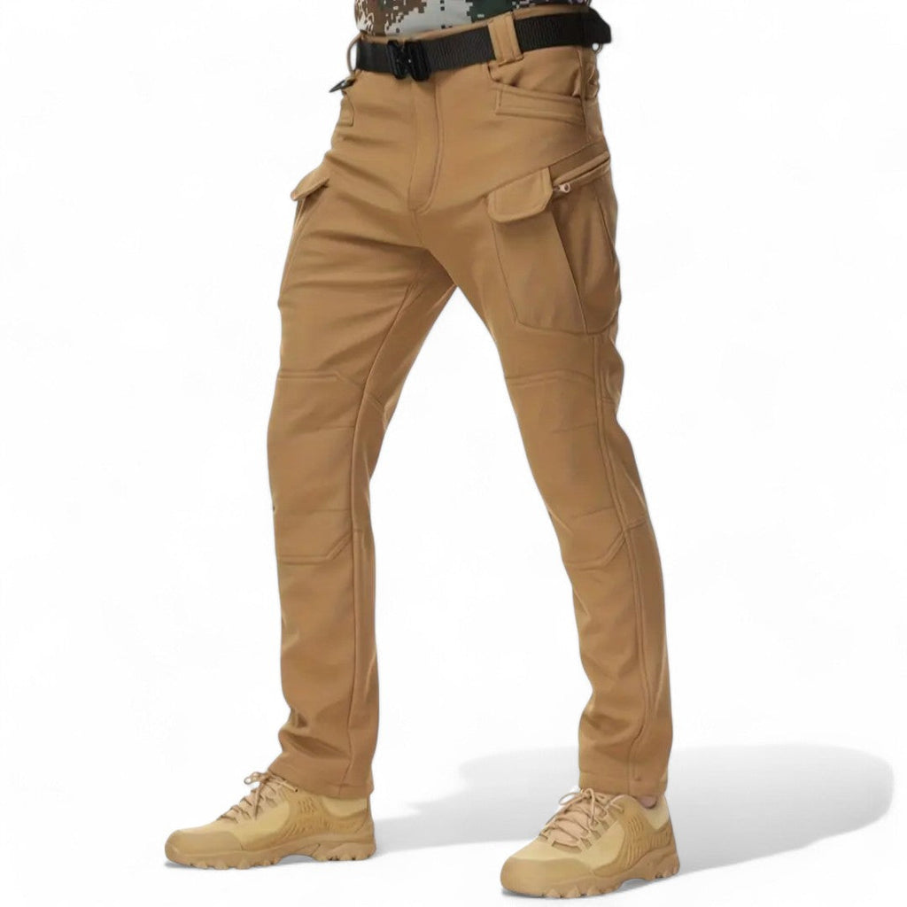 Beige Utility Fleece Pants med flera cargofickor i vind- och vattentätt stretchtyg