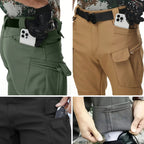 Utility Fleece Pants i grönt, beige och svart med flera fickor och varmt fleecefoder