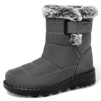Waterproof Comfort Boots grigi con bordo in pelliccia sintetica, fodera calda e suola in gomma antiscivolo