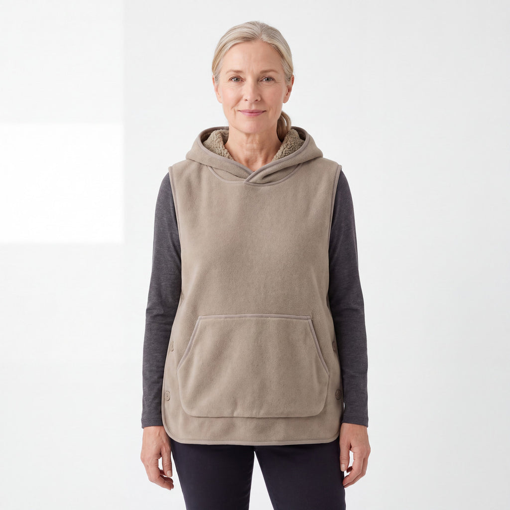 Sherpa Hoodie Vest til dame i beige