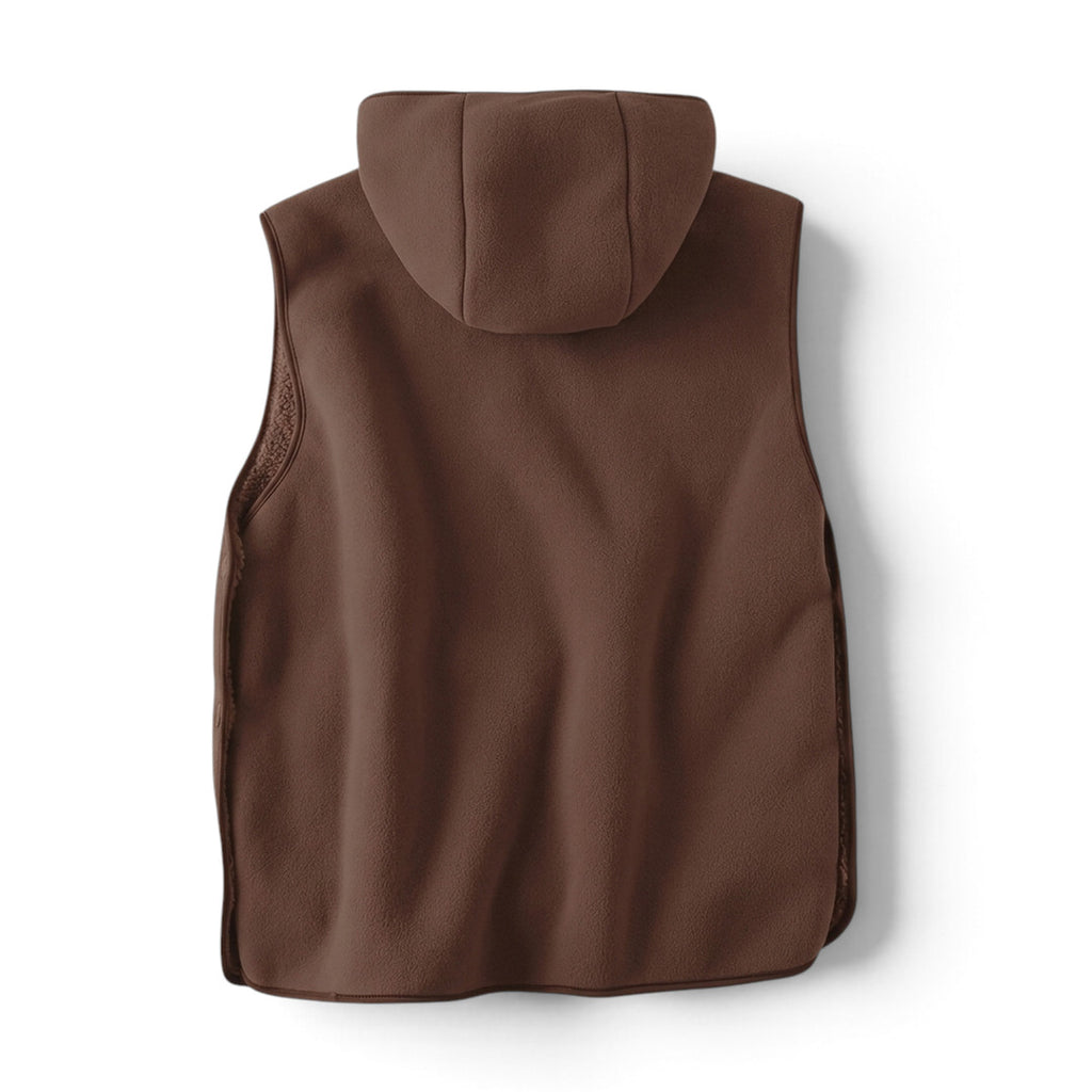 Sherpa Hoodie Vest i brun set bagfra