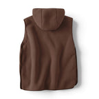 Sherpa Hoodie Vest i brun set bagfra