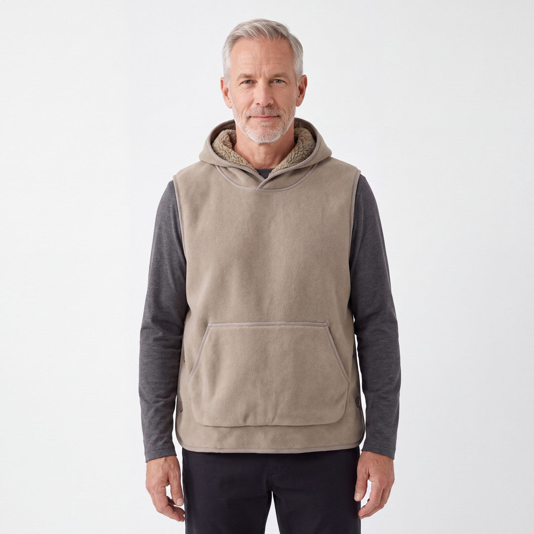 Sherpa Hoodie Vest herr i beige
