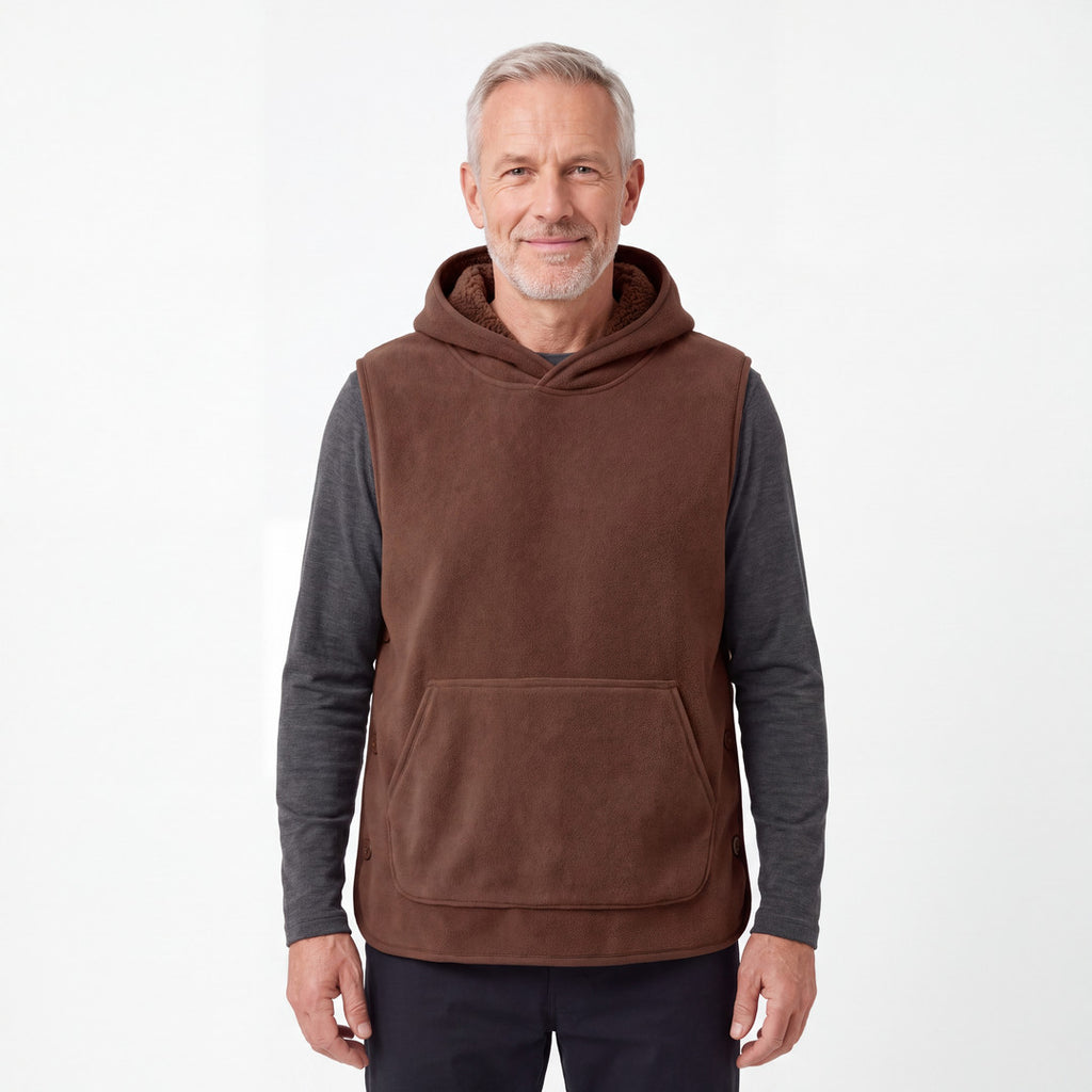 Sherpa Hoodie Vest herr i brun