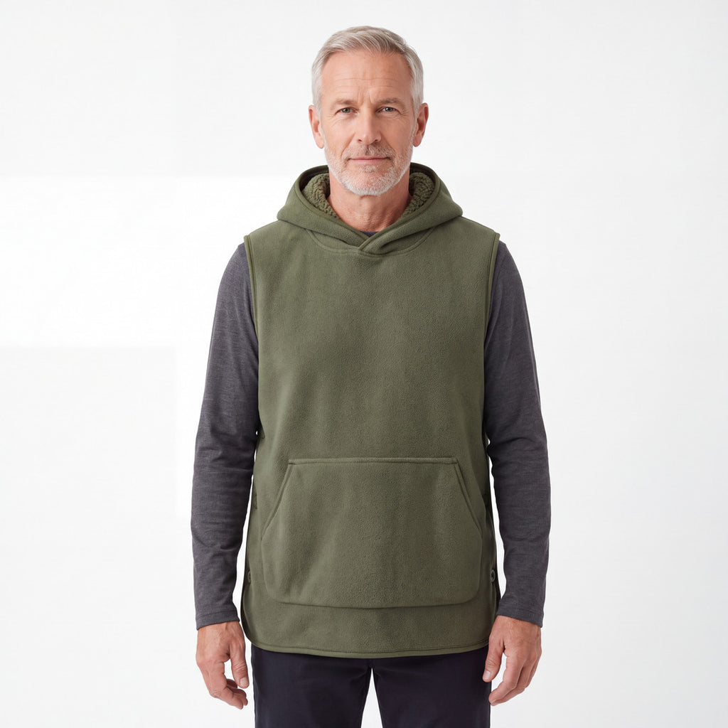 Sherpa Hoodie Vest til herre i grøn