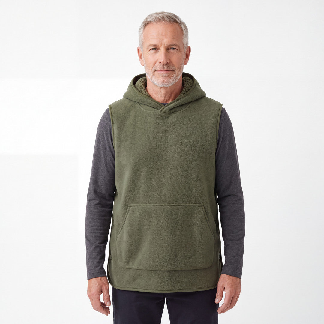 Sherpa Hoodie Vest til herre i grøn