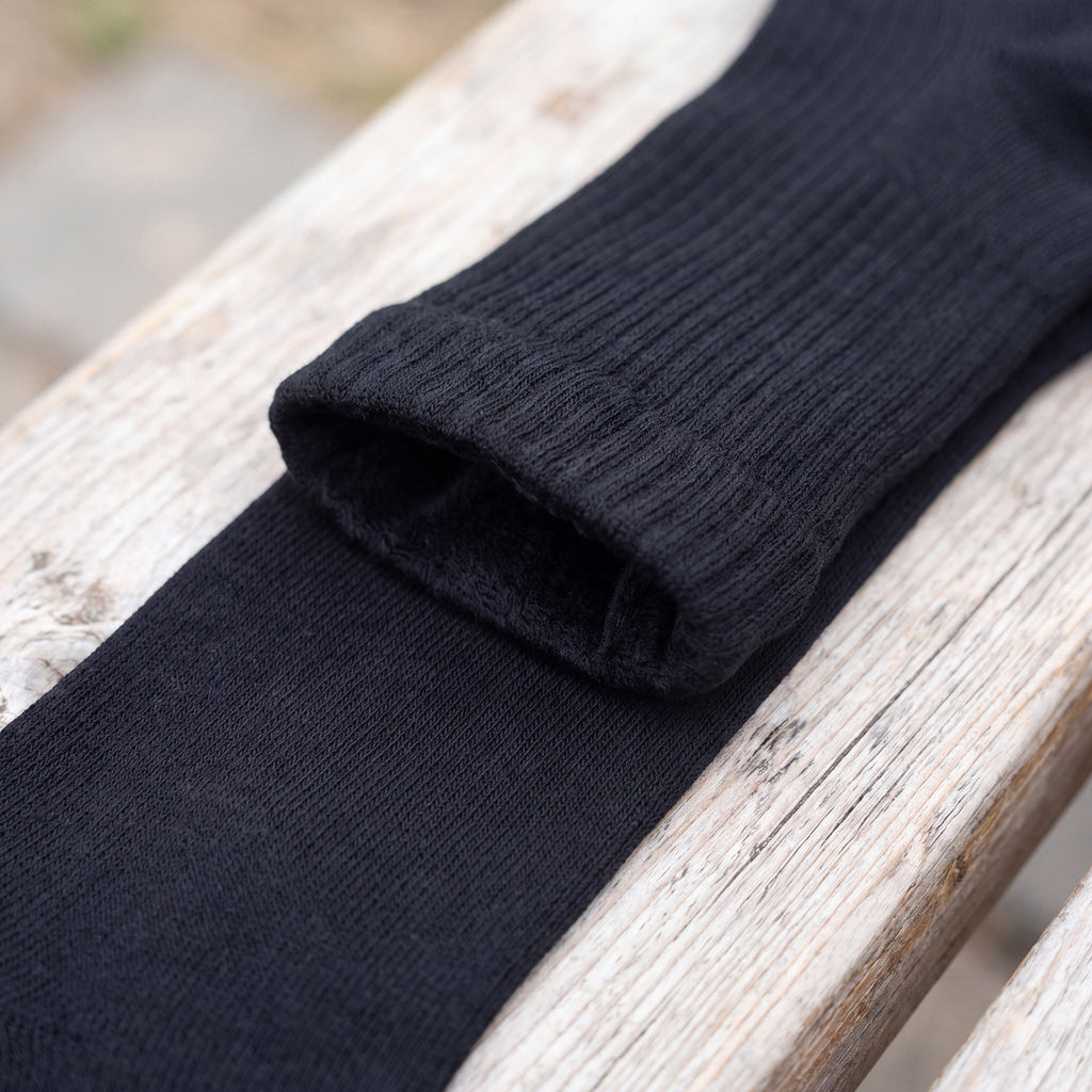 Närbild på den ribbstickade mudden på Waterproof Hiking Socks i svart